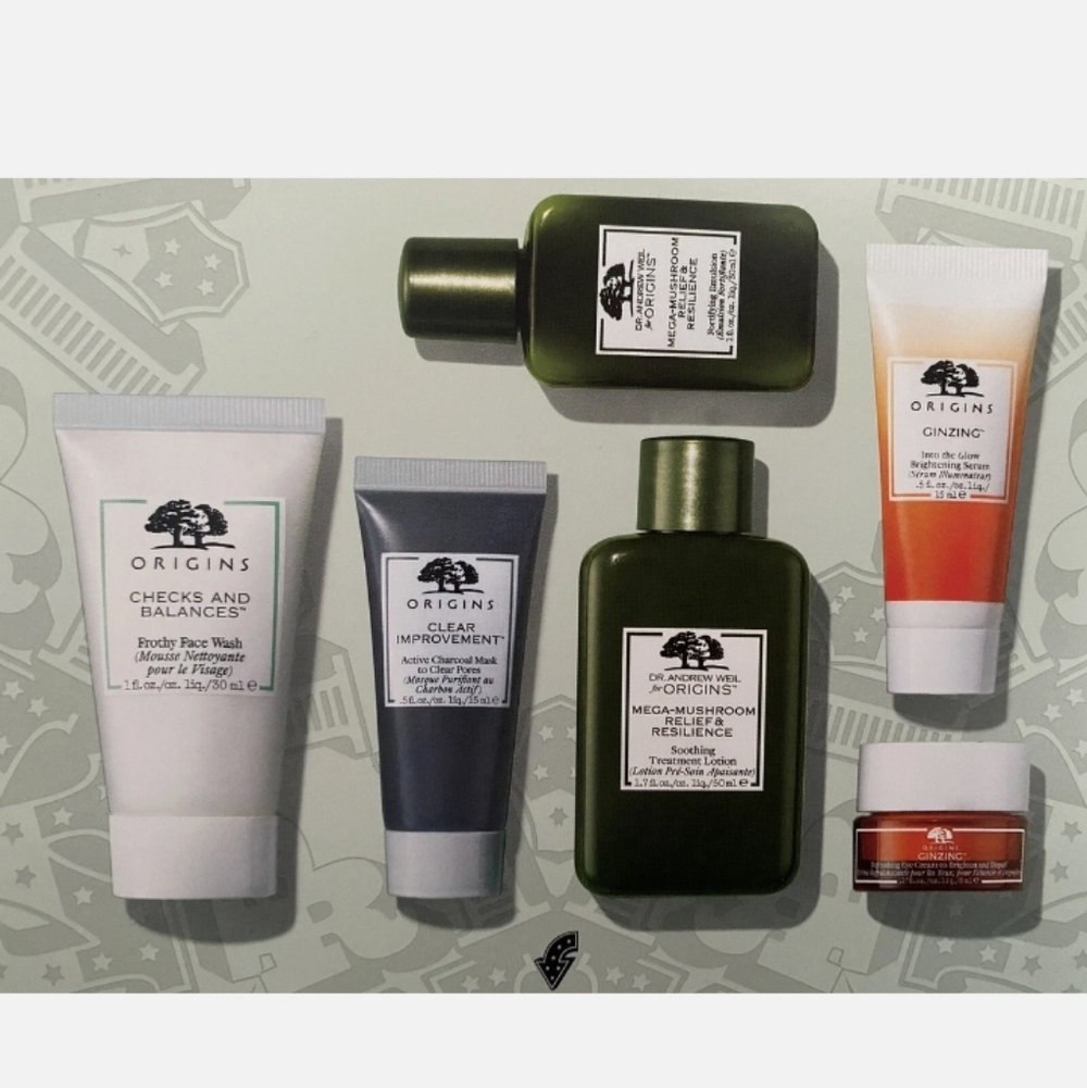 ORIGINS NWT 6 Piece GIFT BOX SKIN CARE ESSENTIALS - Picture 2 of 3